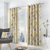 Fusion Lennox Grey and Yellow Eyelet Curtains Fusion Lennox Grey and Yellow Eyelet Curtains